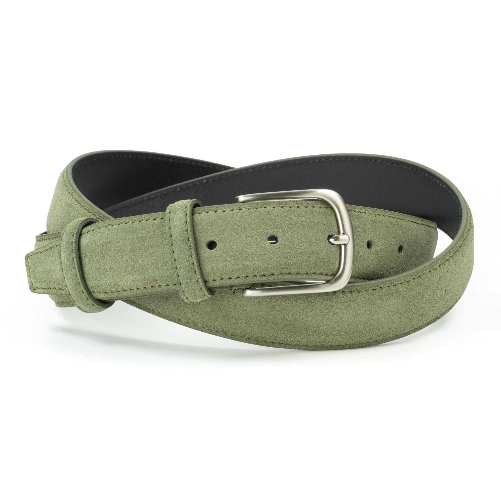 Ceinture en daim kaki boucle ronde 35 mm