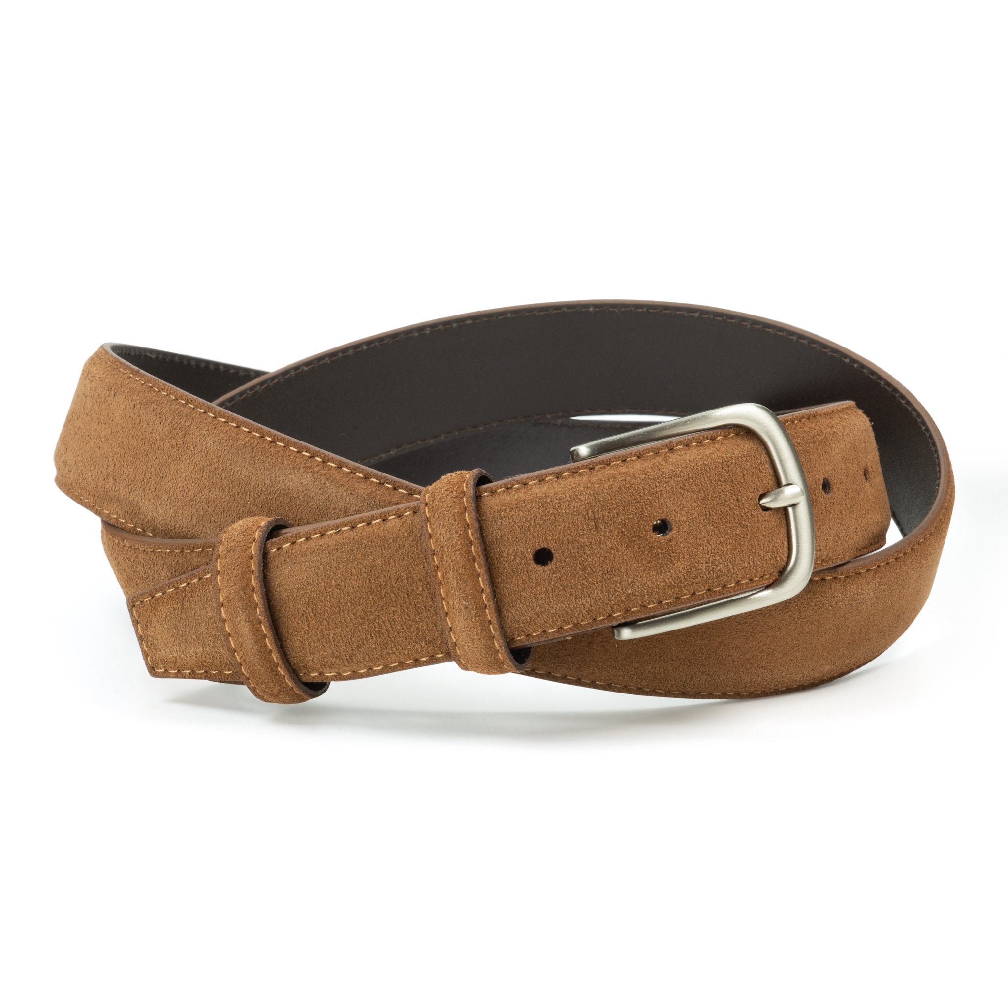 Ceinture en daim marron clair boucle ronde 35 mm
