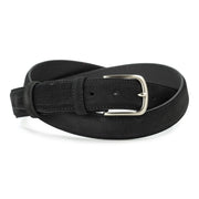 Ceinture en daim noir boucle ronde 35 mm