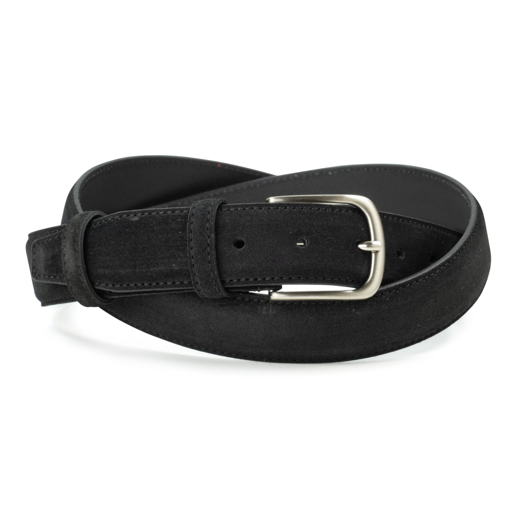 Ceinture en daim noir boucle ronde 35 mm