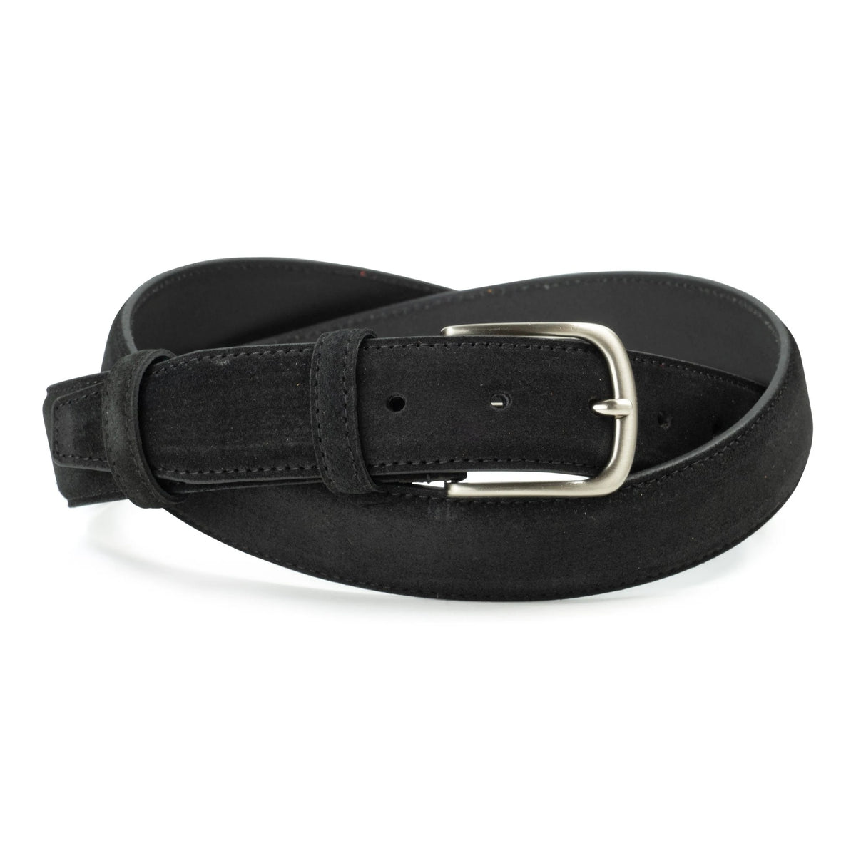 Ceinture en daim noir boucle ronde 35 mm