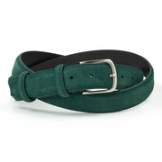 Ceinture en daim vert sapin boucle ronde 35 mm