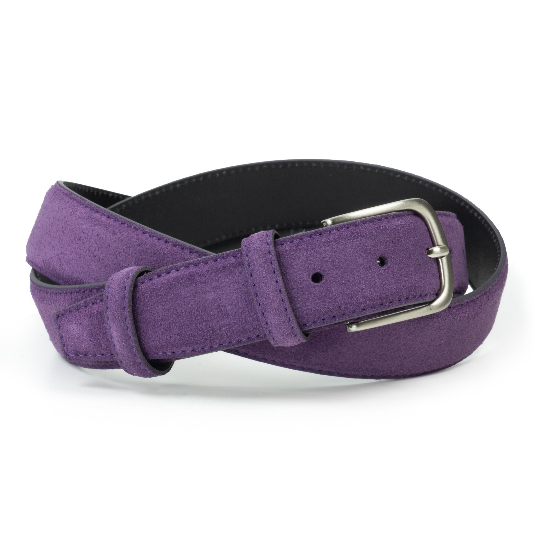 Ceinture en daim violet boucle ronde 35 mm
