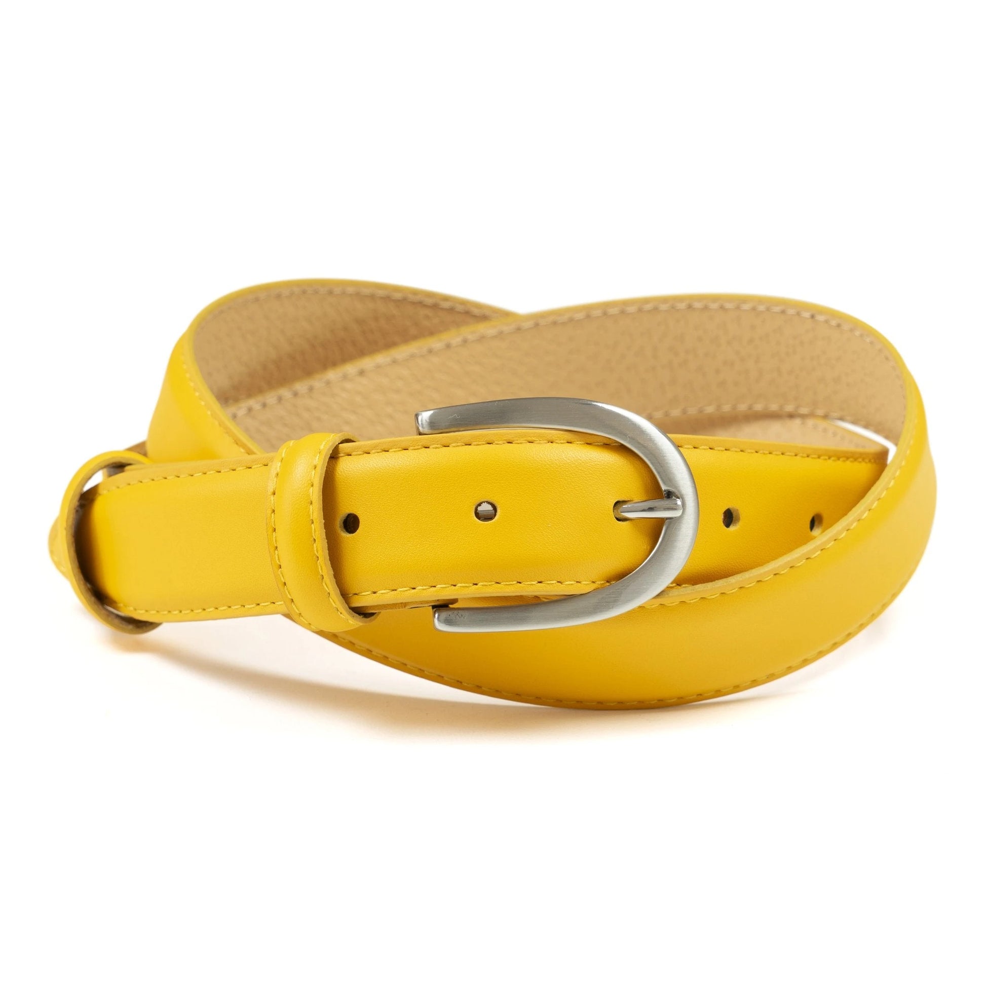 Ceinture cuir jaune boucle ronde fine 30 mm Norbert Bottier Accessoires Norbert Bottier