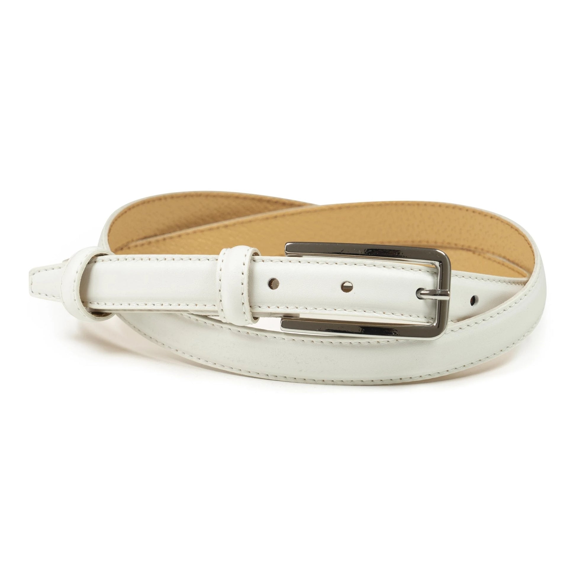 Ceinture femme cuir blanc fine 20 mm Norbert Bottier Accessoires Norbert Bottier