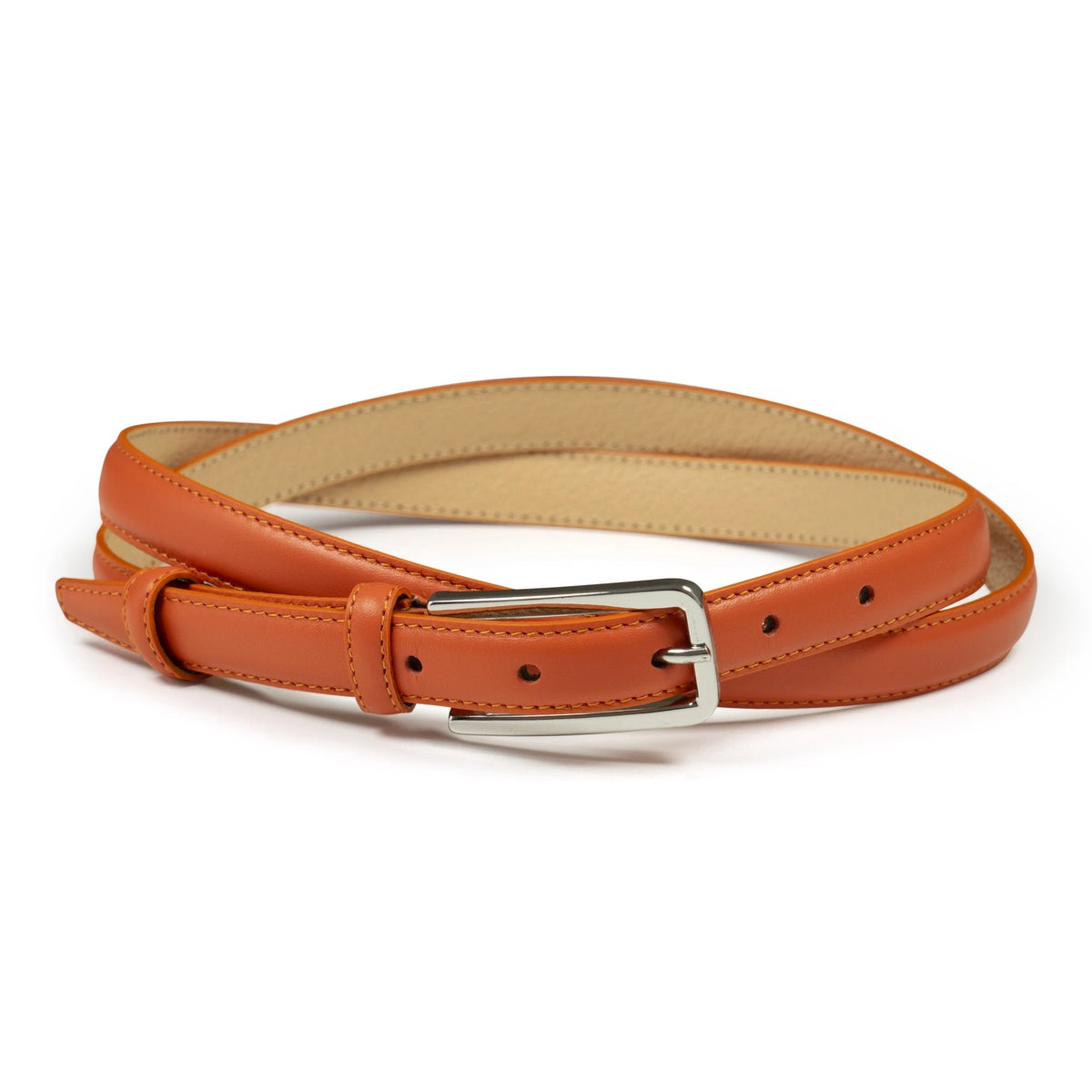 Ceinture femme cuir orange fine 20 mm