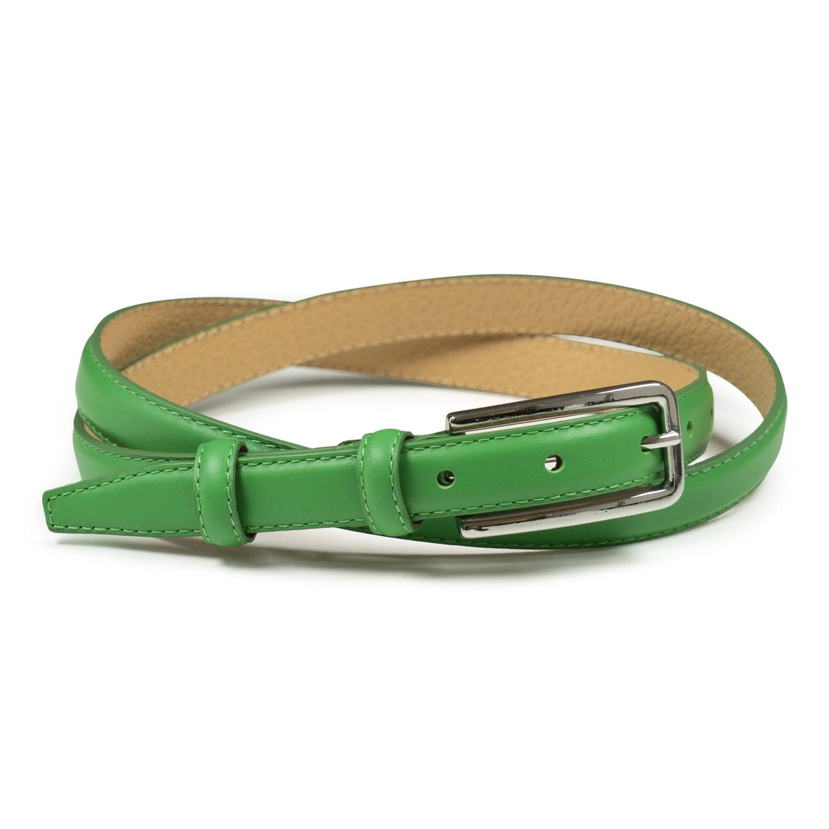 Ceinture femme cuir vert pomme fine 20 mm