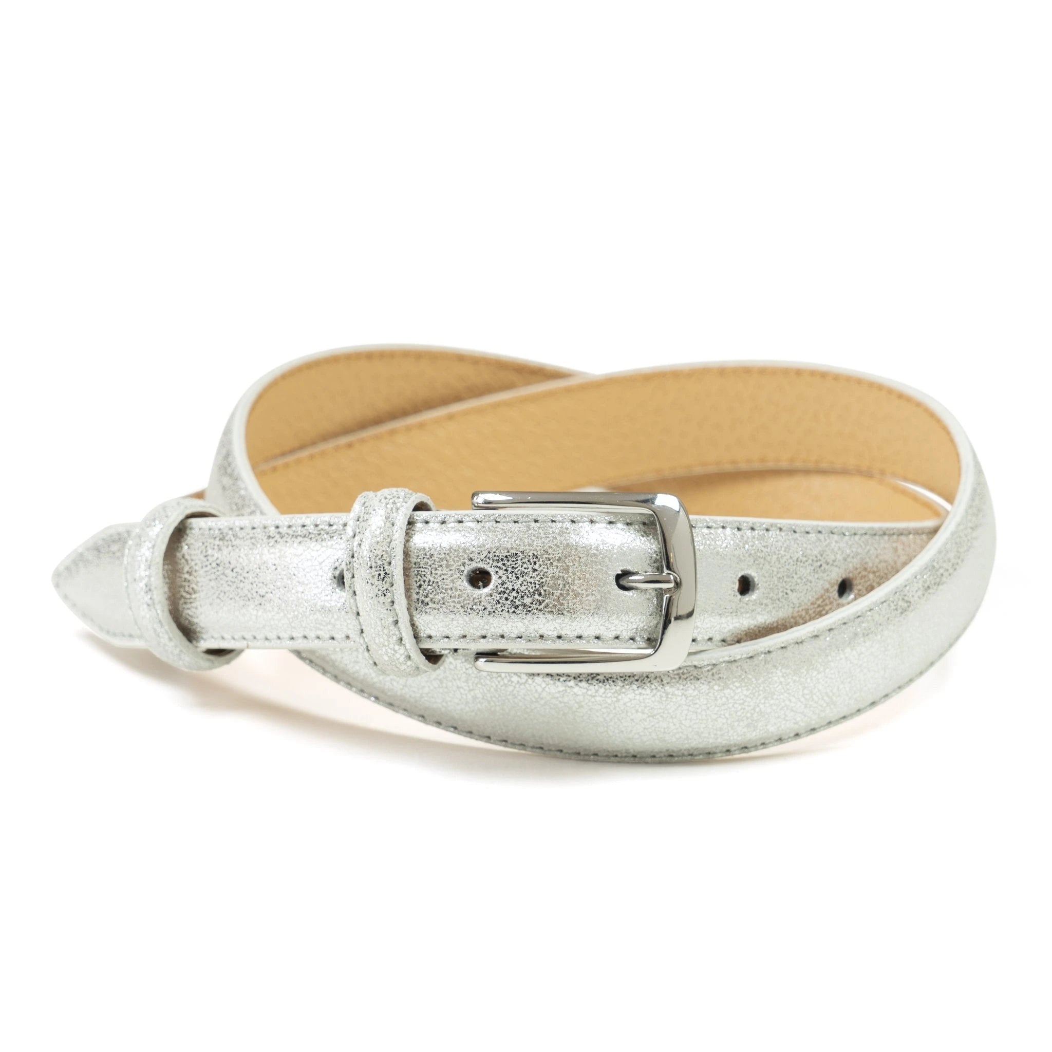 Ceinture femme cuir métallisé argenté fine 25 mm Norbert Bottier Accessoires Norbert Bottier