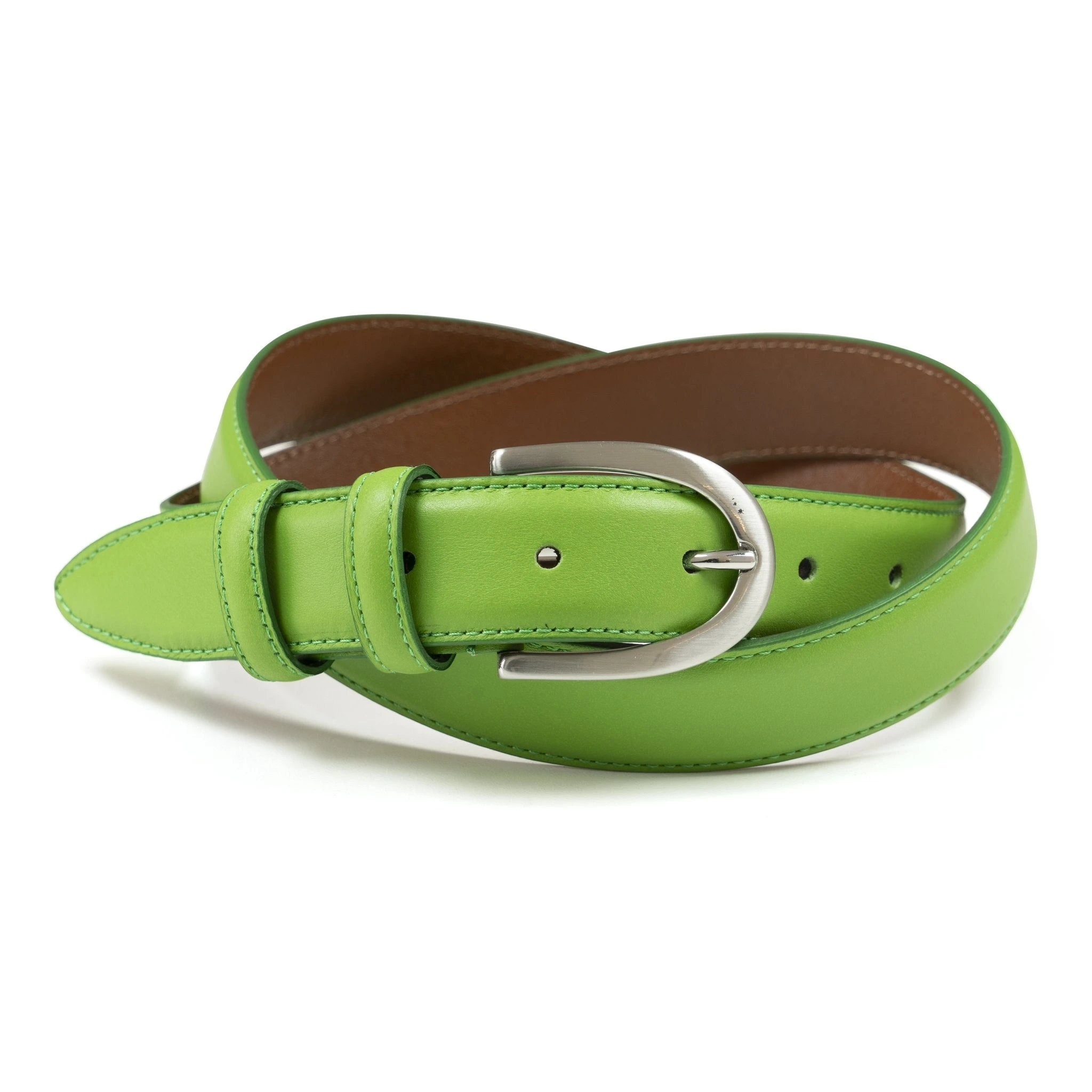 Ceinture femme cuir vert pomme boucle ronde fine 30 mm Norbert Bottier Accessoires Norbert Bottier