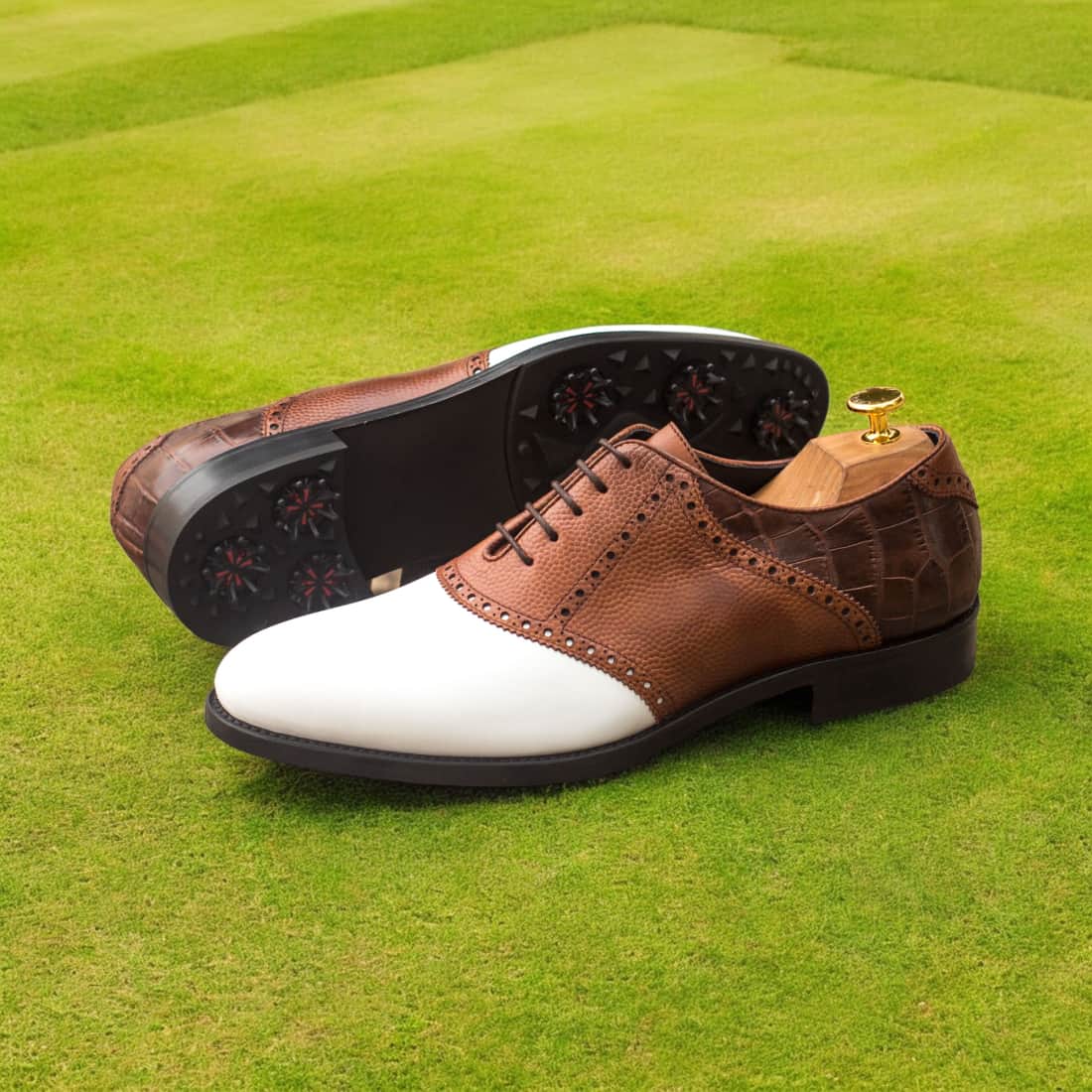 Richelieu de golf tri matières cuir - Chaussures