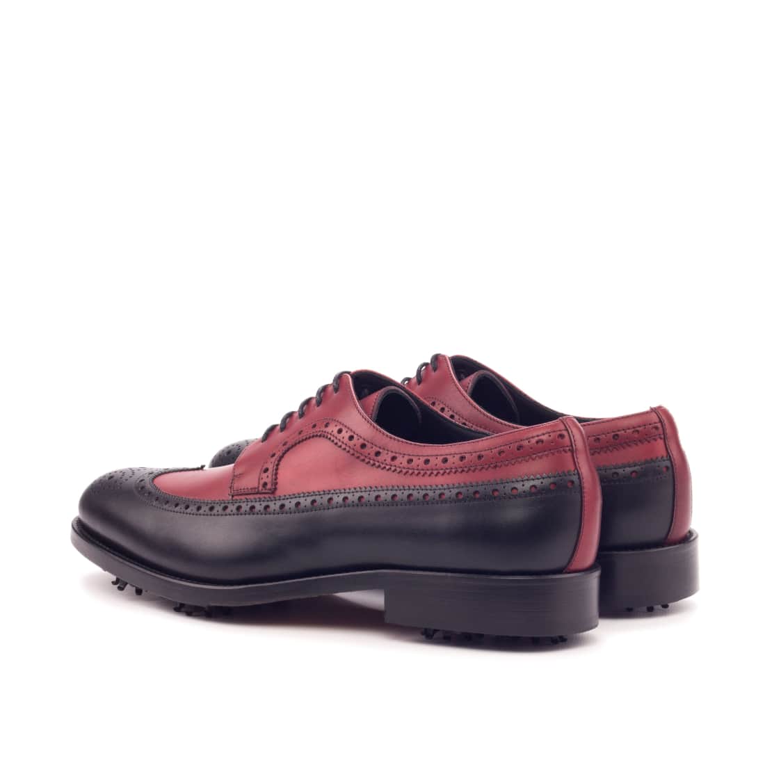 Derby Longwing de golf en cuir noir et rouge - Chaussures