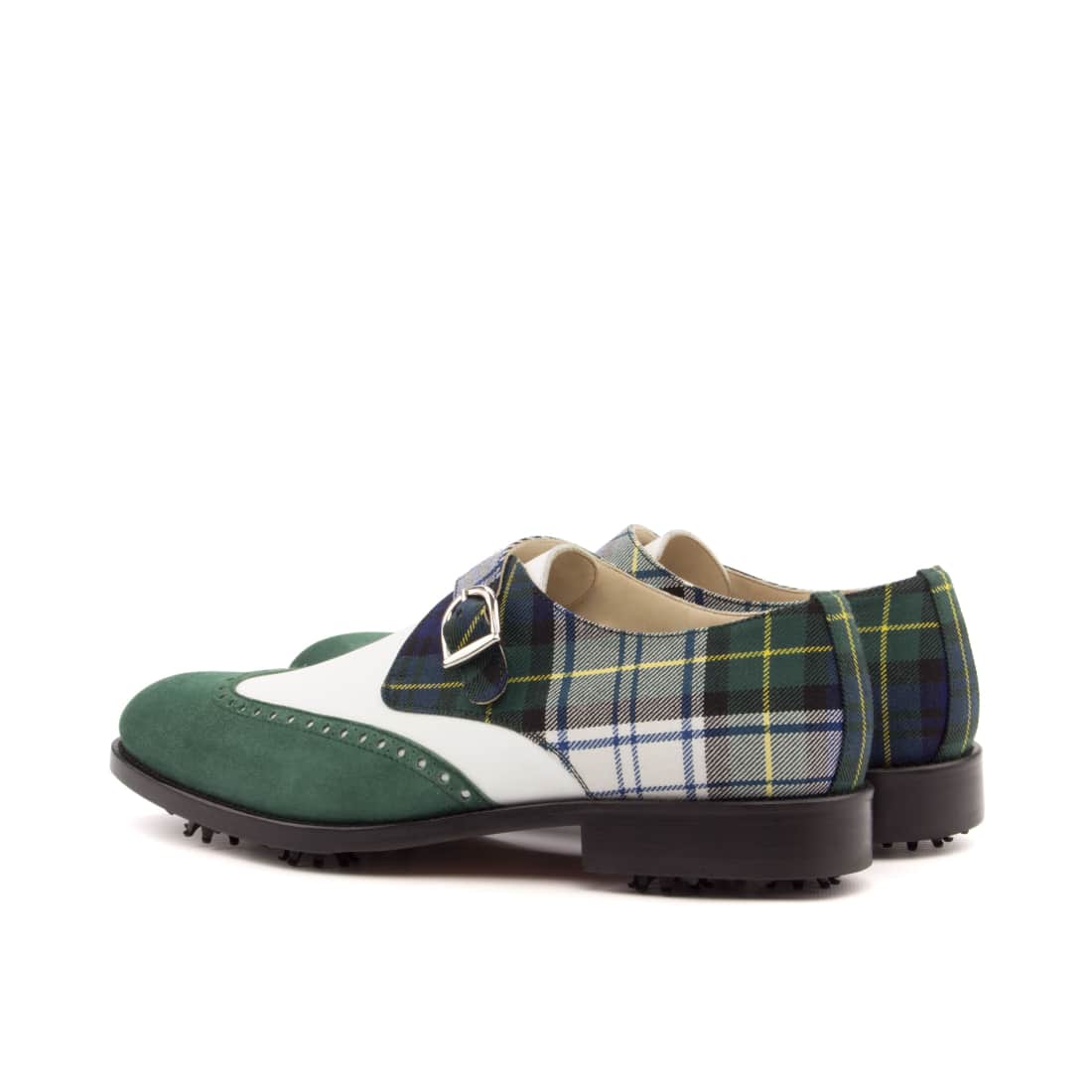 Derby à boucle de golf en daim vert et tartan - Chaussures