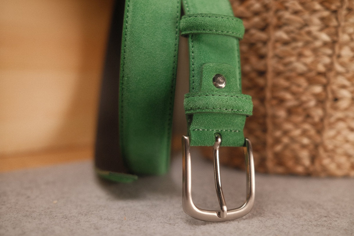 Ceinture en daim vert pomme boucle ronde 35 mm – vue 2