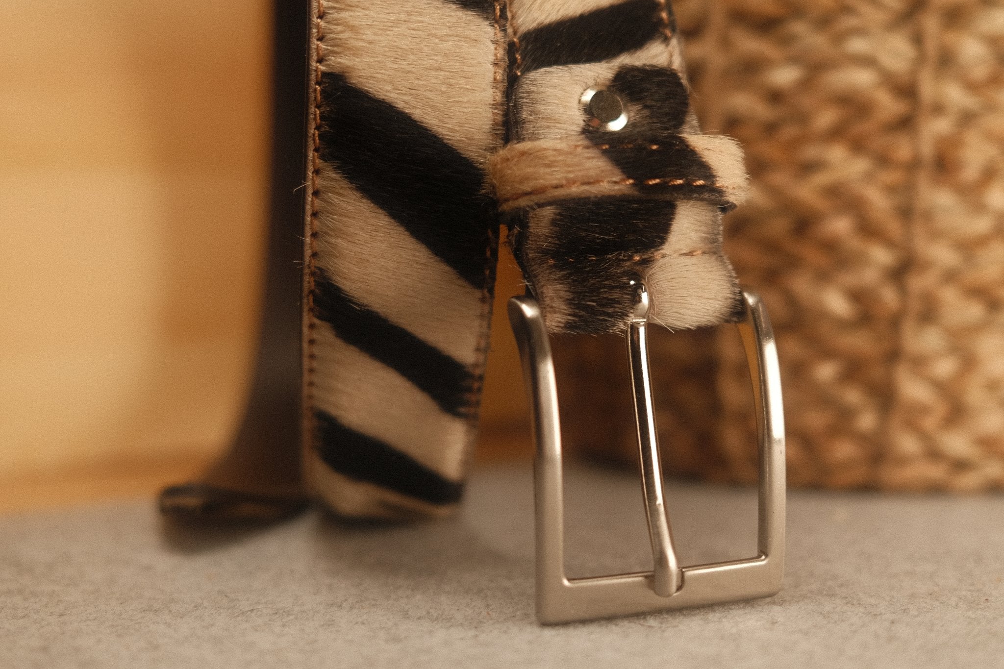 Ceinture en motif fourrure tigre 35 mm