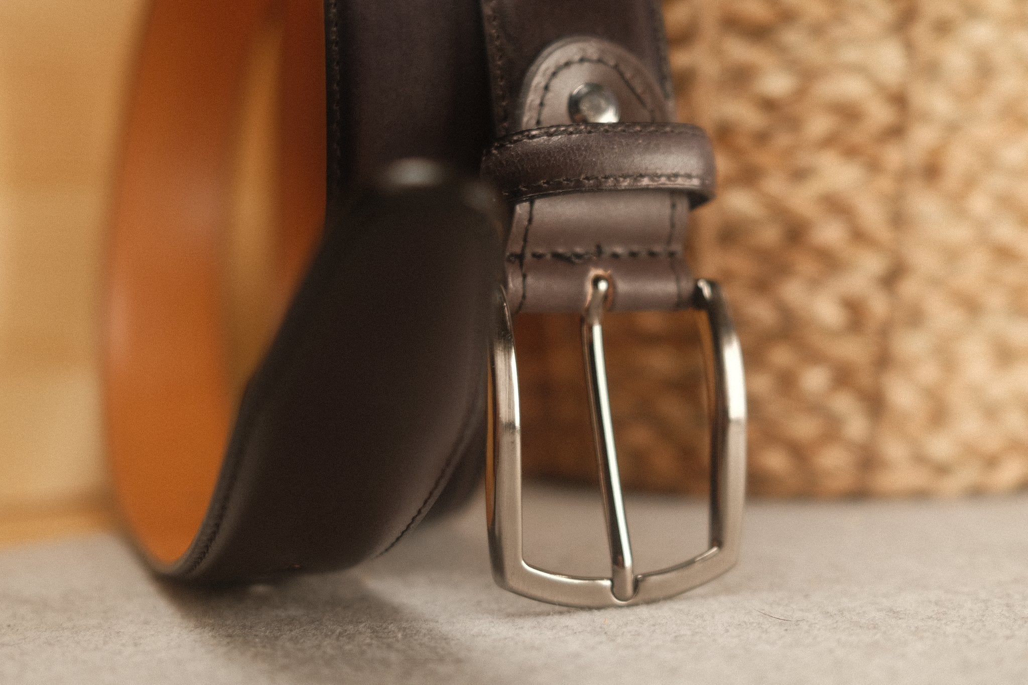 Ceinture en cuir patiné 35 mm – gris Norbert Bottier Accessoires Norbert Bottier