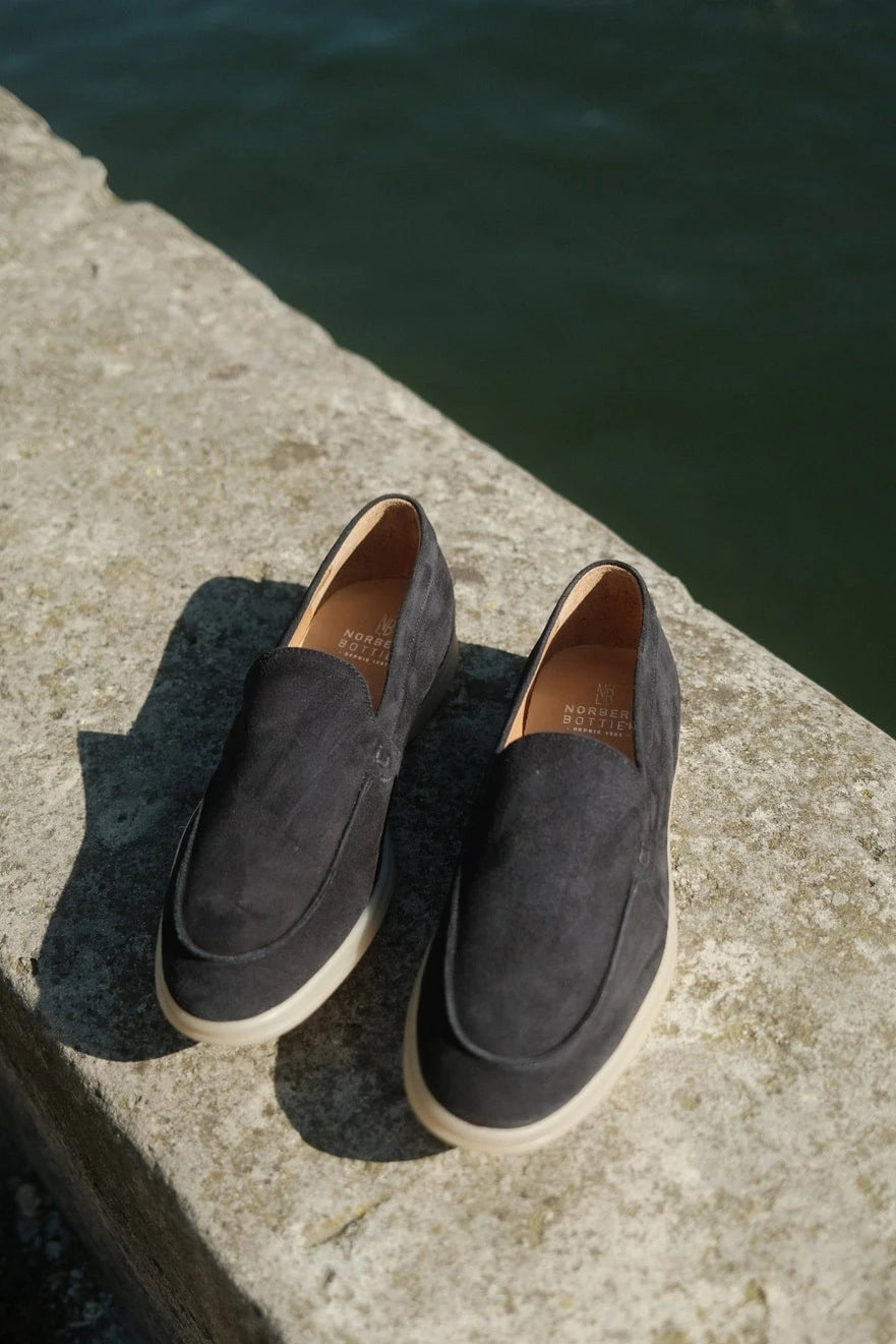 Milan - Mocassins Soft Daim Bleu Norbert Bottier Chaussures Norbert Bottier