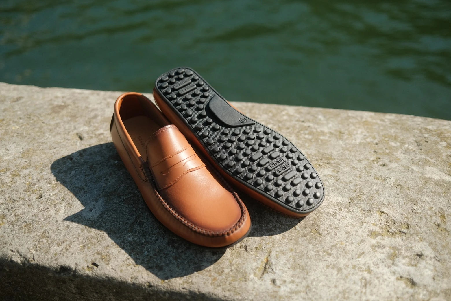 Roma - Mocassins Driver Cuir Marron Clair Norbert Bottier Chaussures Norbert Bottier