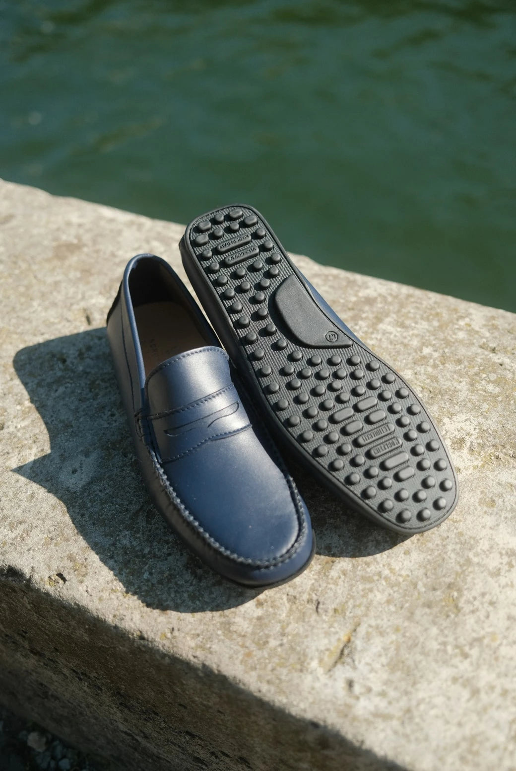 Roma - Mocassins Driver Cuir Bleu Marine Norbert Bottier Chaussures Norbert Bottier