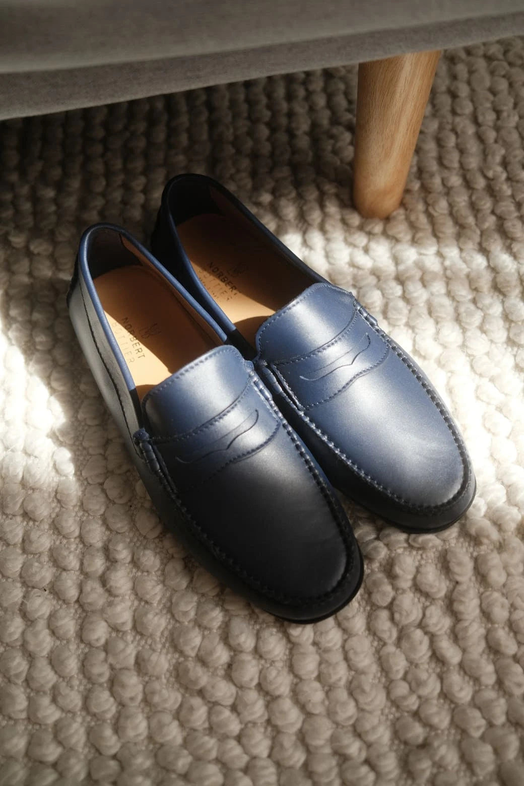 Roma - Mocassins Driver Cuir Bleu Marine Norbert Bottier Chaussures Norbert Bottier