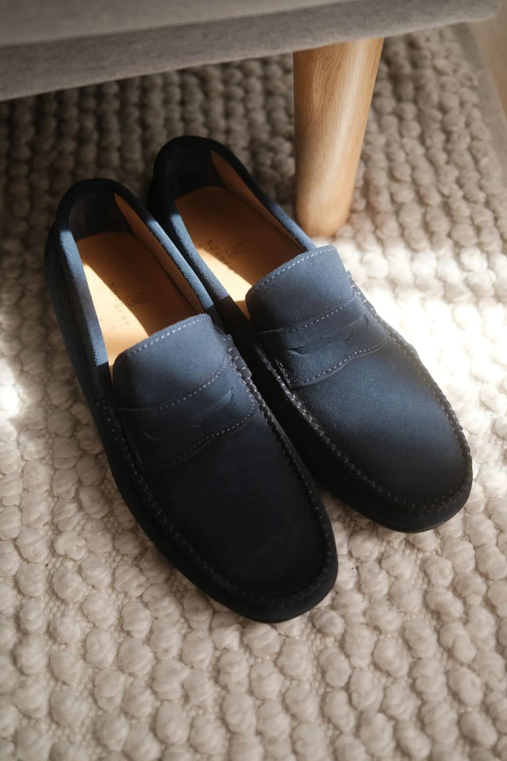 Roma - Mocassins Driver Daim Bleu Marine Norbert Bottier Chaussures Norbert Bottier