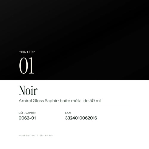 Teinte Noir n° 01 de la Amiral Gloss Saphir, réf. 0062-01, EAN 3324010062016