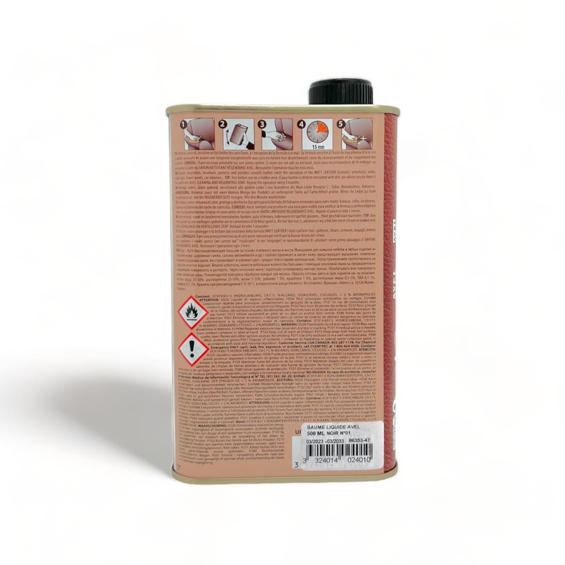 Baume Liquide Rénovateur cuirs d’ameublements Noir - Avel -