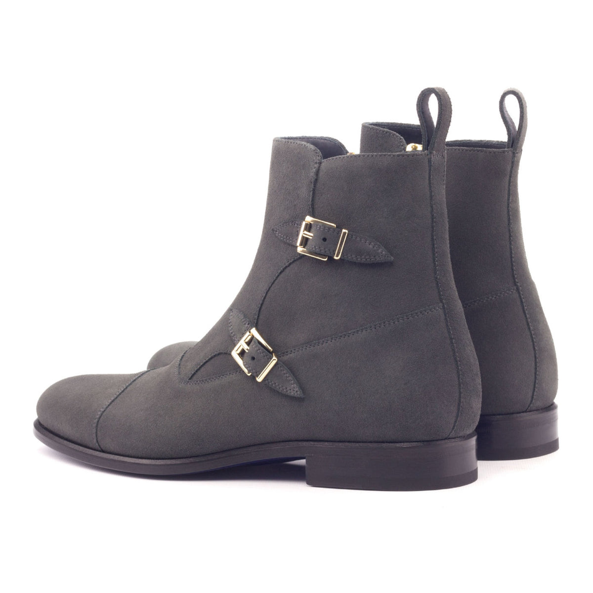 Bottines à Double Boucles en daim gris – vue 3