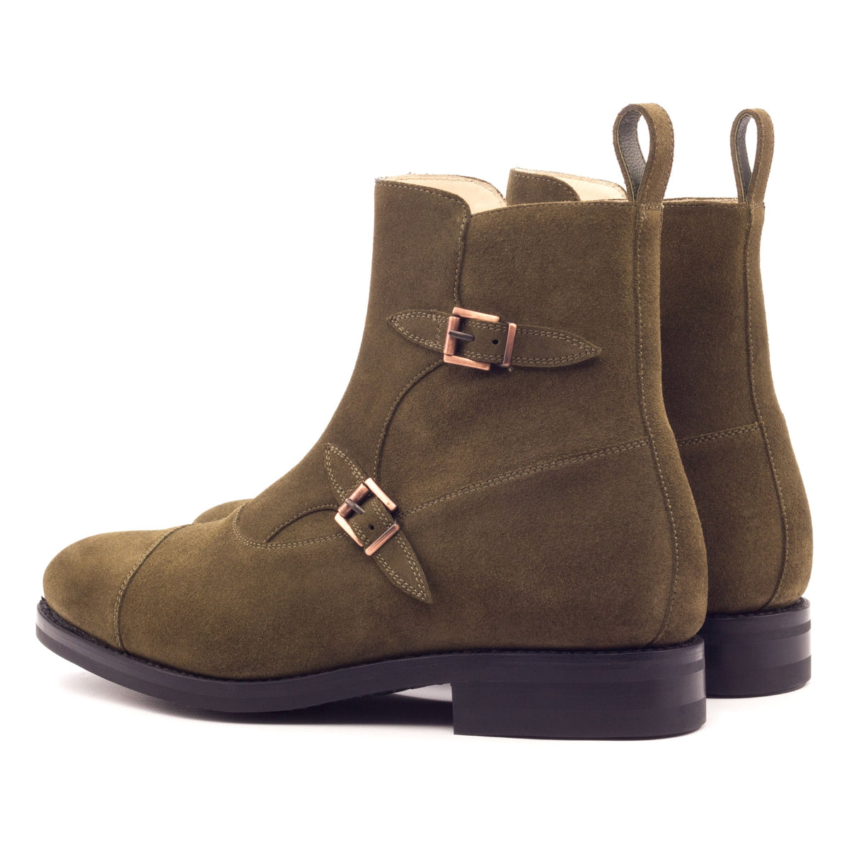 Bottines à Double Boucles en daim kaki - Semelles Dainite® – vue 3