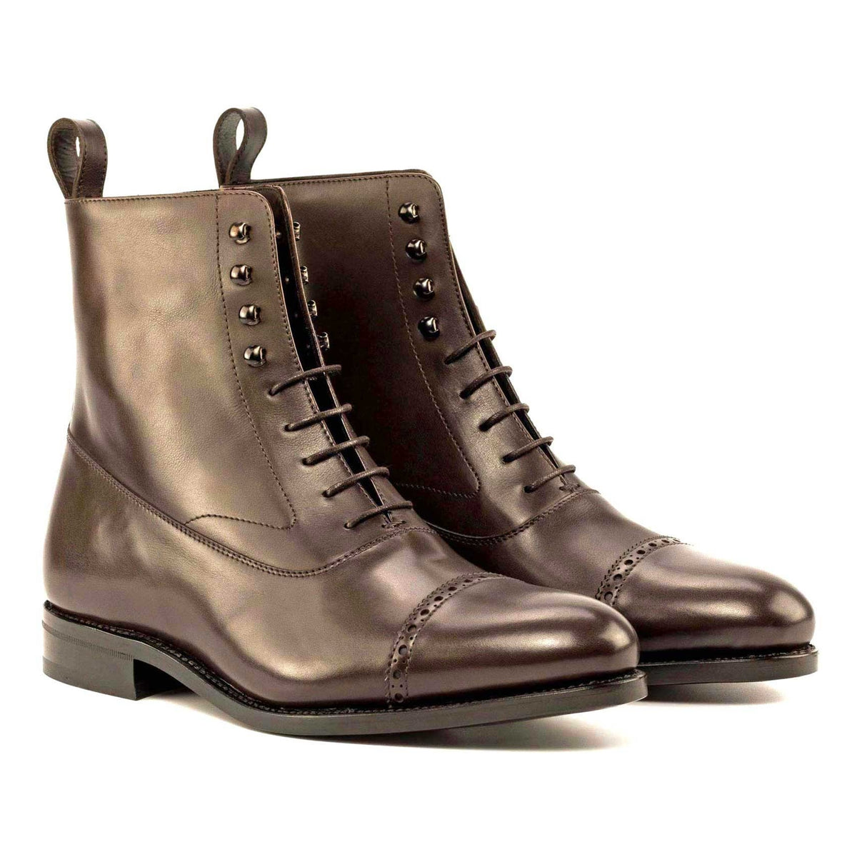 Bottines Balmoral en cuir marron foncé – vue 1