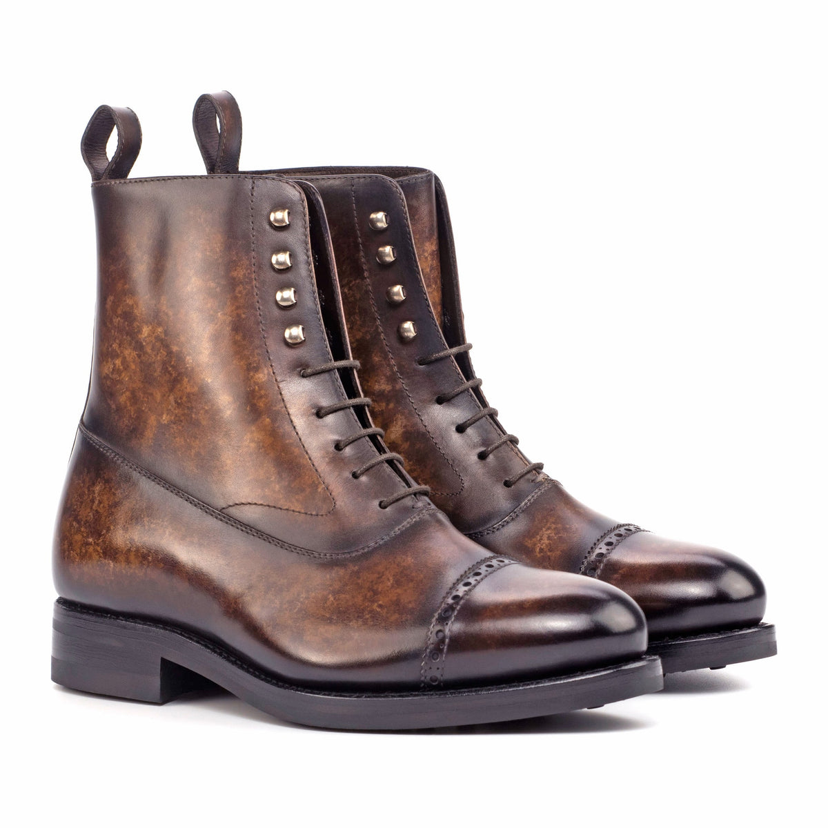 Bottines Balmoral en cuir patiné marron - Semelles Dainite® – vue 1
