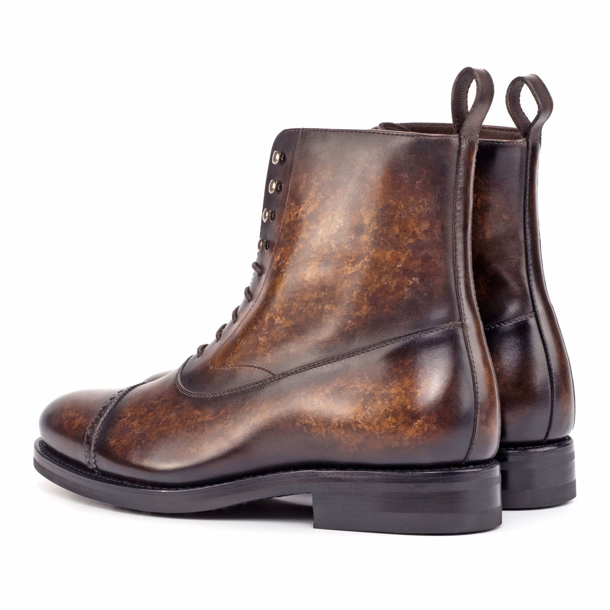 Bottines Balmoral en cuir patiné marron - Semelles Dainite® – vue 3