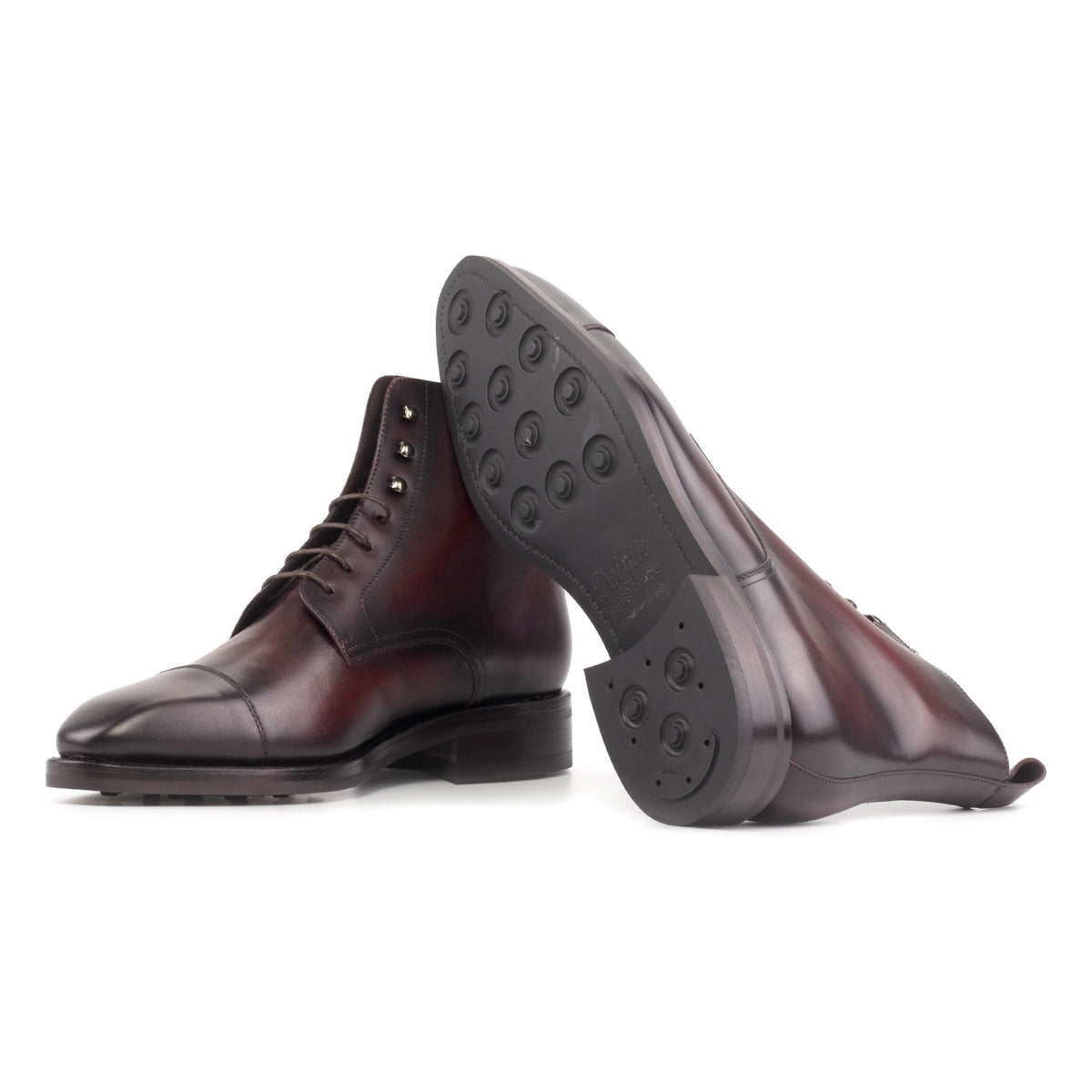Bottines Bout Droit en cuir bordeaux - Semelles Dainite® – vue 2
