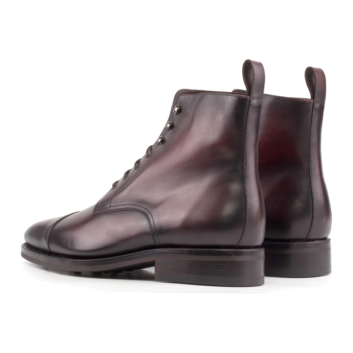 Bottines Bout Droit en cuir bordeaux - Semelles Dainite® – vue 3