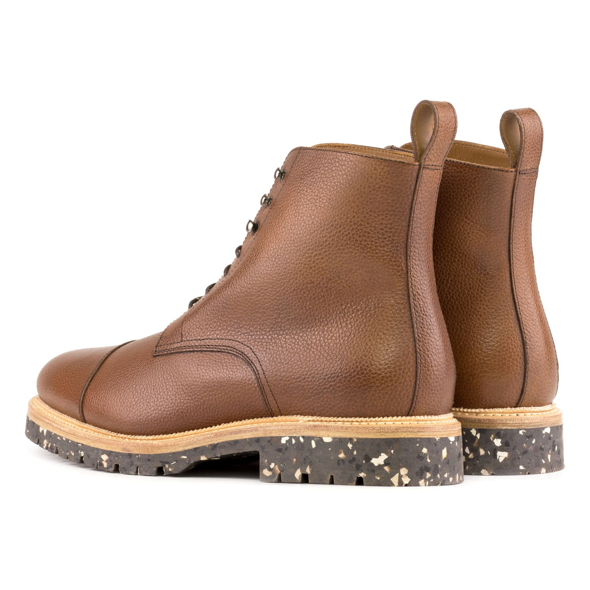 Bottines Bout Droit en cuir marron clair - Semelles Commando Recyclées Vibram® – vue 3
