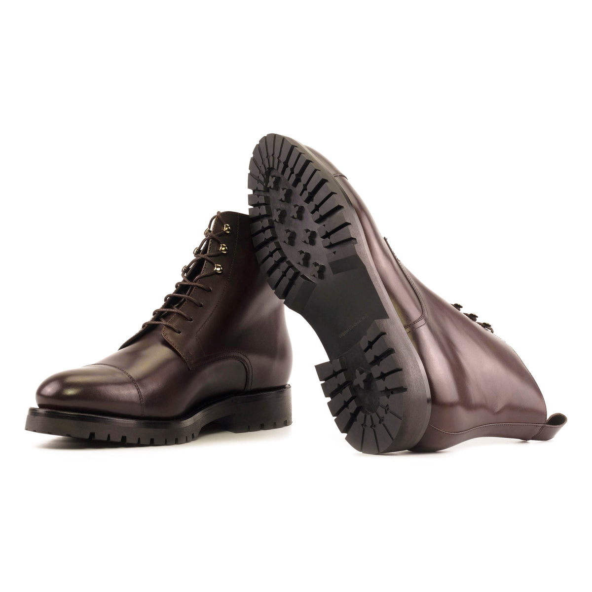 Bottines Bout Droit en cuir marron foncé - Semelles commando – vue 2