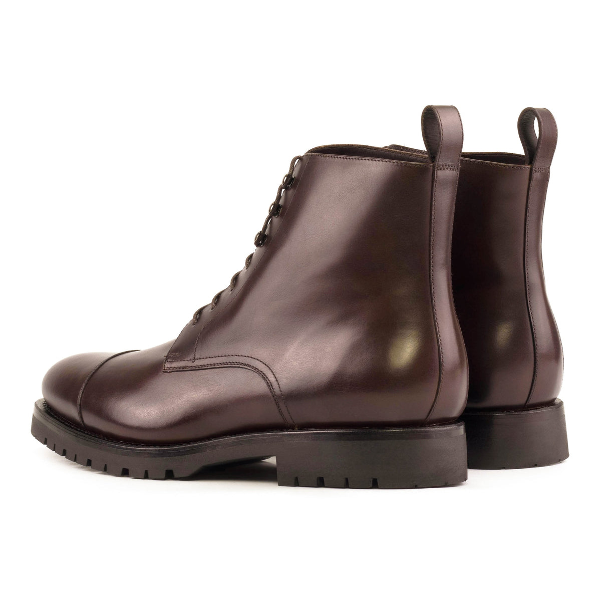 Bottines Bout Droit en cuir marron foncé - Semelles commando – vue 3