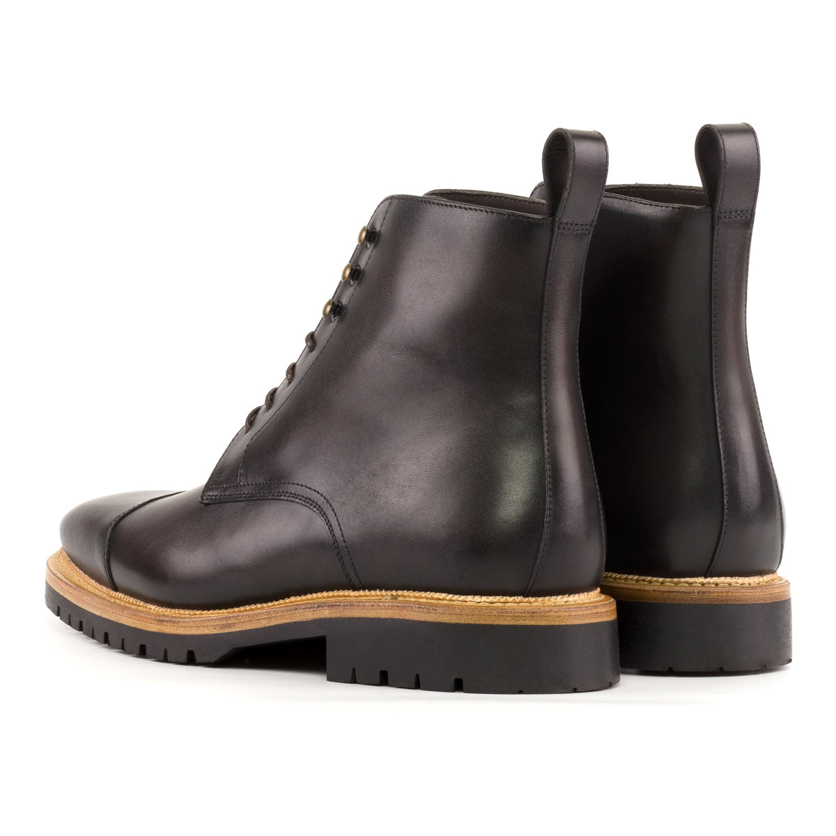 Bottines Bout Droit en cuir marron foncé - Semelles Commando – vue 3