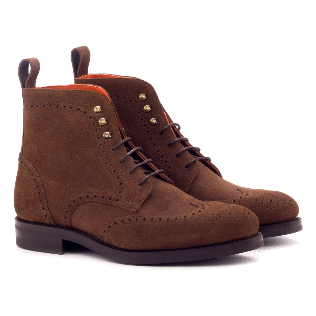 Bottines Derbies Brogue en daim marron - Semelles Dainite® – vue 1