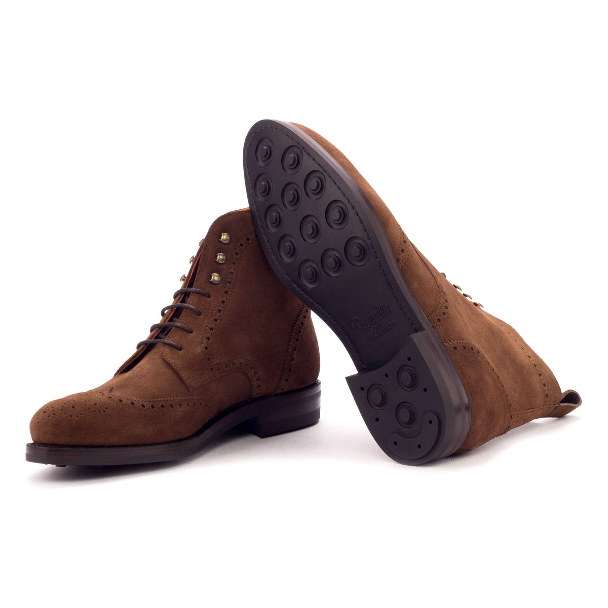 Bottines Derbies Brogue en daim marron - Semelles Dainite® – vue 2