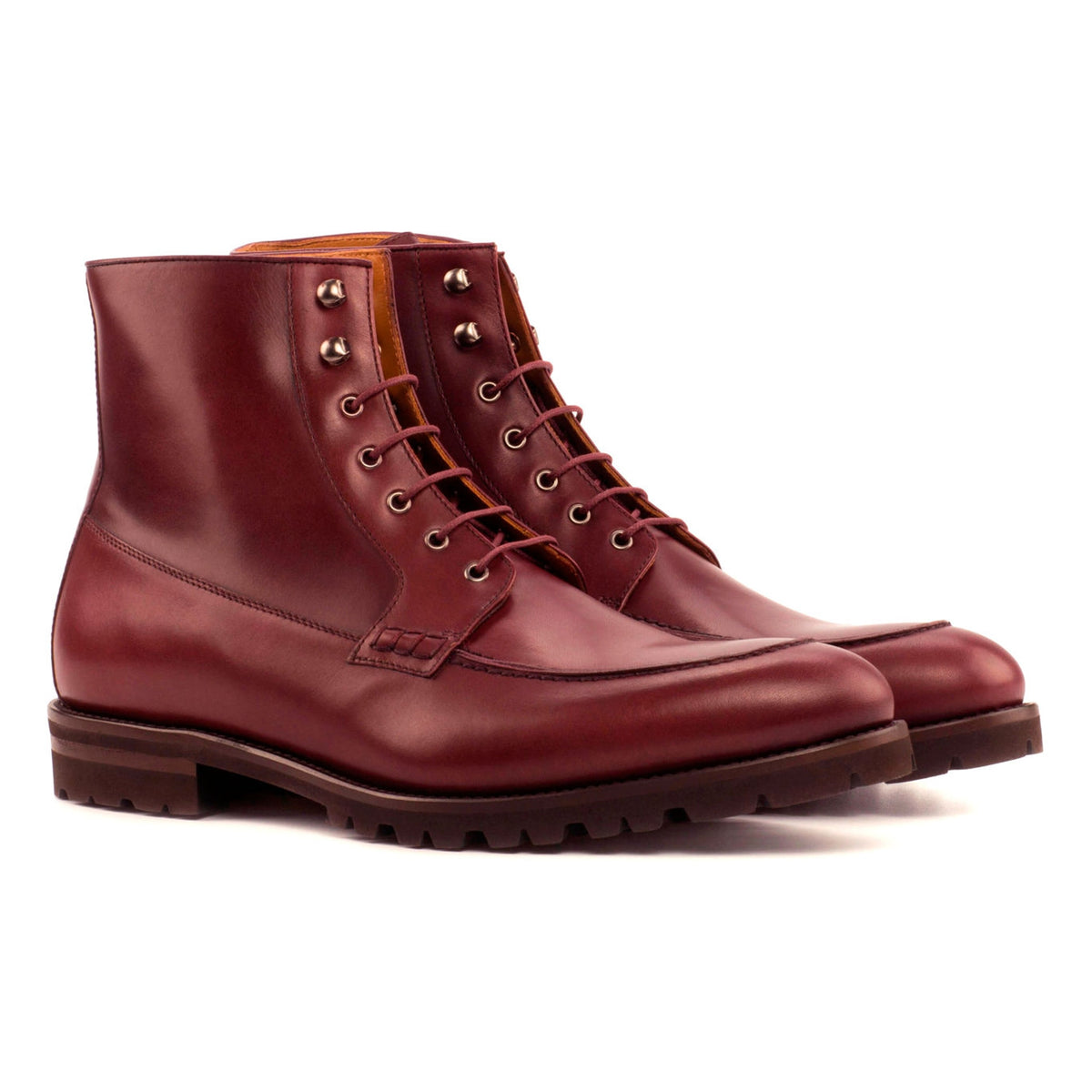 Bottines Derby Demi-Chasse en cuir bordeaux - Semelles Commando – vue 1