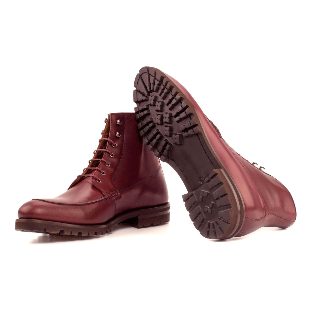 Bottines Derby Demi-Chasse en cuir bordeaux - Semelles Commando – vue 2