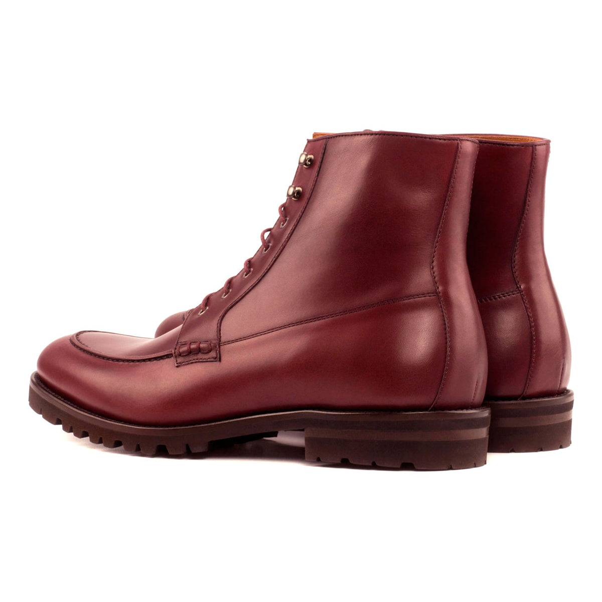 Bottines Derby Demi-Chasse en cuir bordeaux - Semelles Commando – vue 3