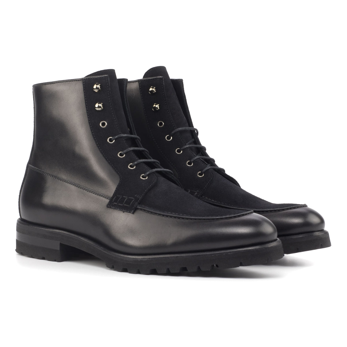 Bottines Derby Demi-Chasse en cuir et daim noir - Semelles Commando – vue 1