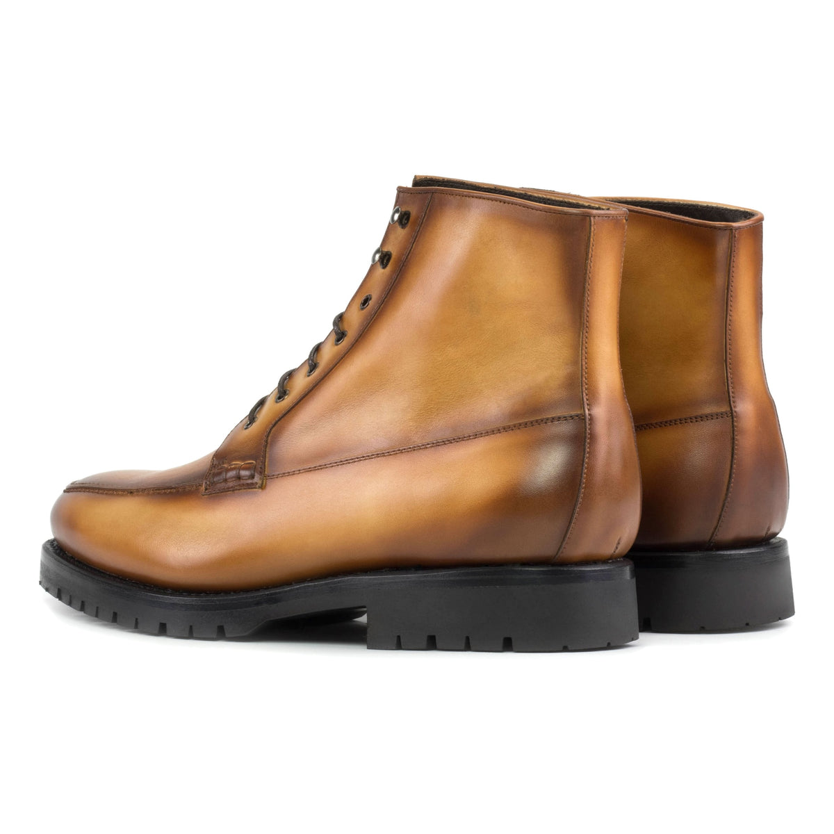 Bottines Derby Demi-Chasse en cuir marron clair - Semelles Commando – vue 3