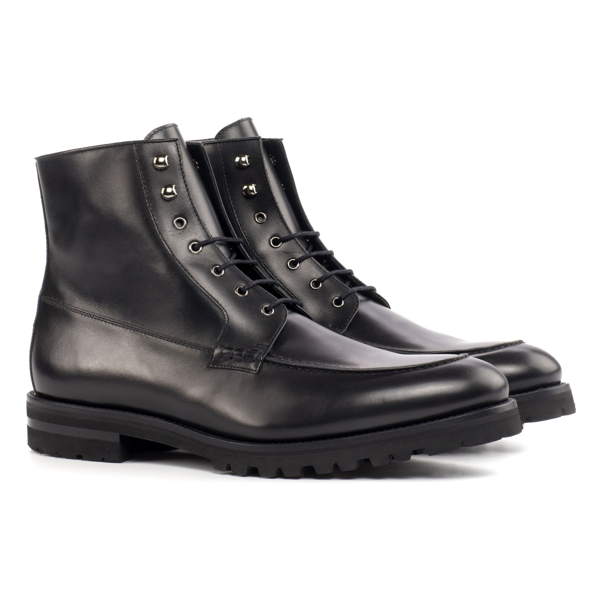 Bottines Derby Demi-Chasse en cuir noir - Semelles Commando – vue 1