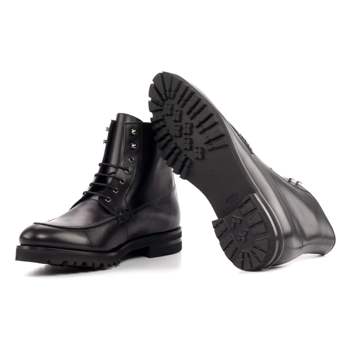 Bottines Derby Demi-Chasse en cuir noir - Semelles Commando – vue 2