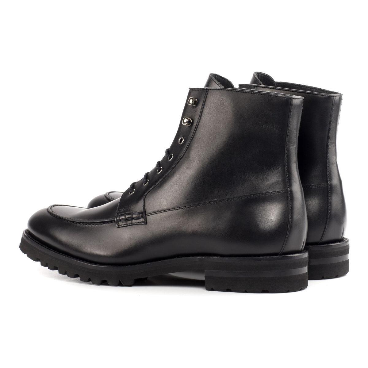 Bottines Derby Demi-Chasse en cuir noir - Semelles Commando – vue 3