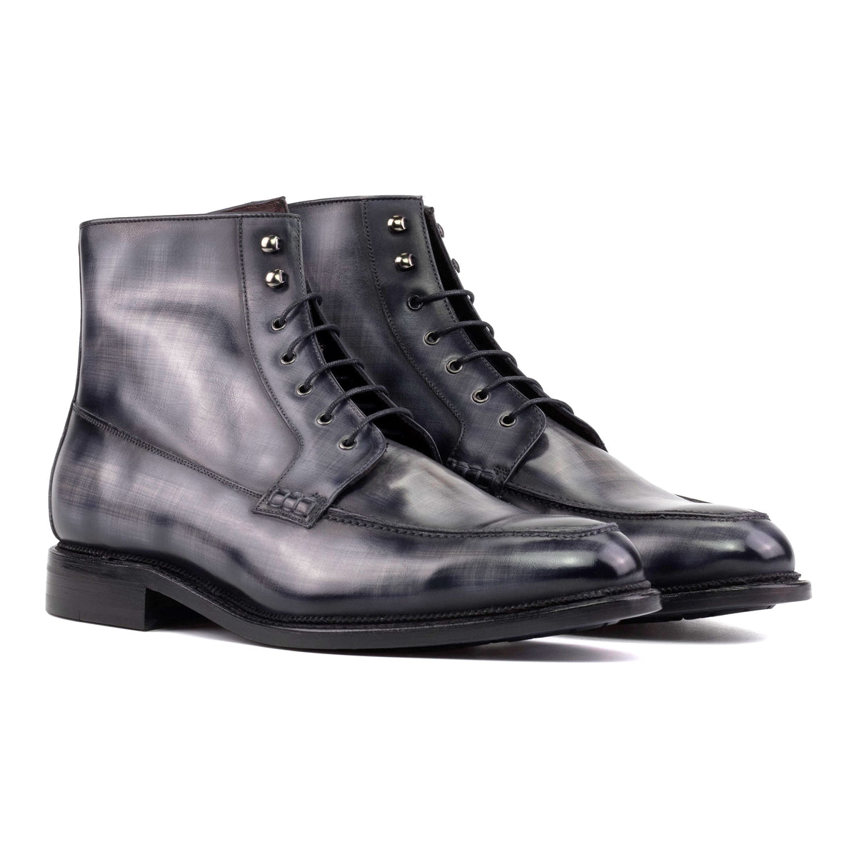 Bottines Derby Demi-Chasse en cuir patiné gris – vue 1