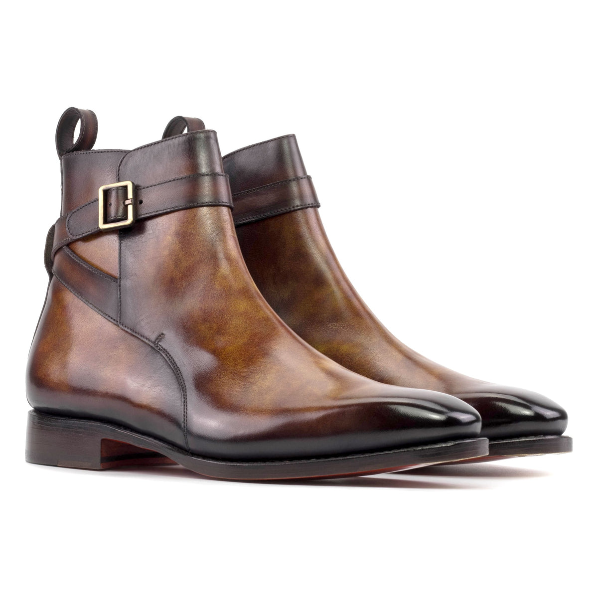 Bottines Jodhpur en cuir patiné marron – vue 1