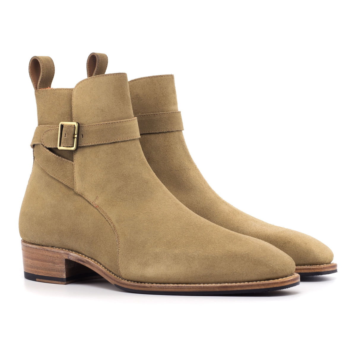 Bottines Jodhpur en daim beige – vue 1